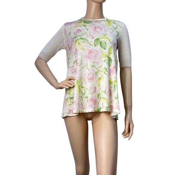 Christian Dior Knit Floral Print T-Shirt Top Sz.36 - Picture 1 of 5